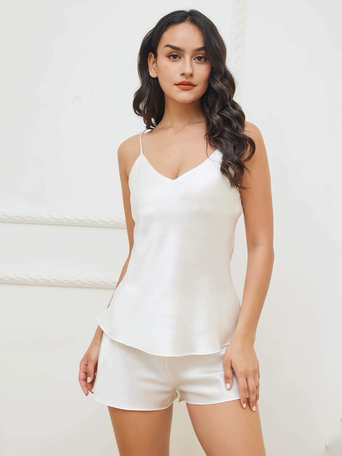 Luxe Night | Spaghetti Strap Pure Silk Camisole Set för kvinnor - Lyxig komfort för en lugn natt